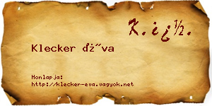 Klecker Éva névjegykártya